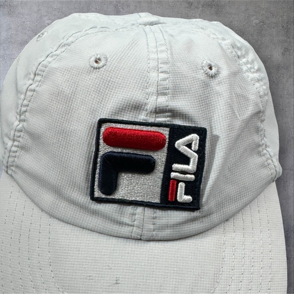 Fila Hat OS White Ripstop Snapback Performance Running Runner Patch Logo Cap
